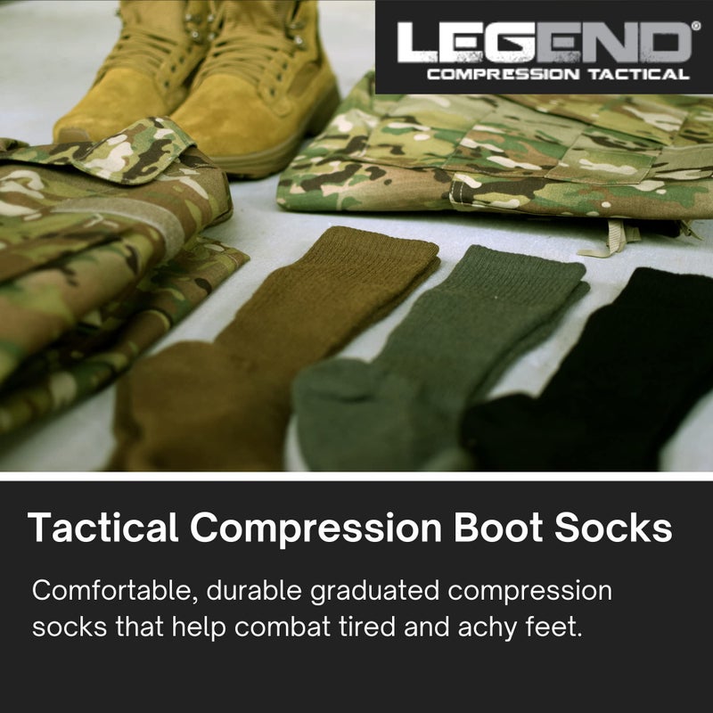 LEGEND Compression Tactical Socks, Merino Wool All-Weather Mid-Calf Military Boot Socks for Men and Women, Made in the USA, Coyote Brown, Medium - Image 5